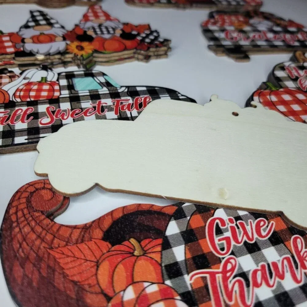Fall Garland Wood Twine Decor 21 Pieces Plaid Pumpkin Gnome Sunflower Truck‎